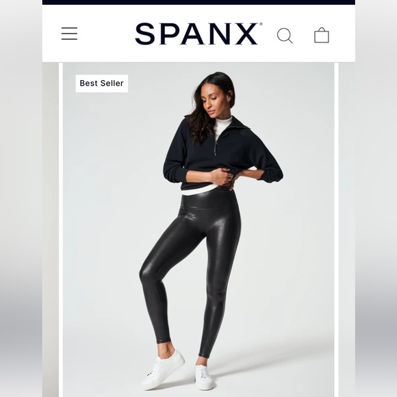 Spanx faux leather leggings size small petite - Picture 2 of 6